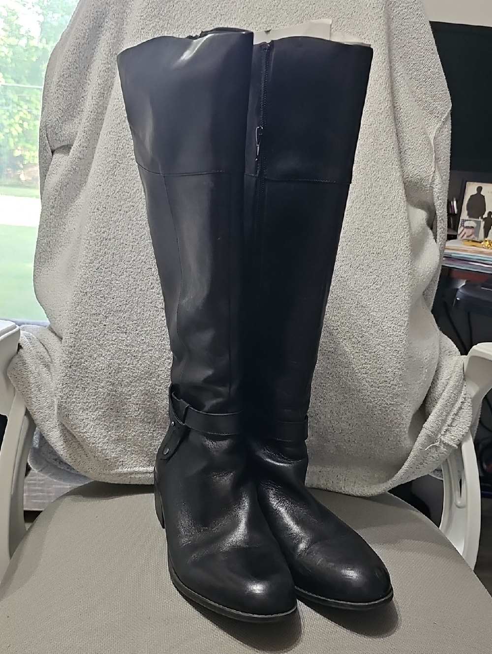 Alfani Black Women's Tall Riding Boots - Classic Leather Knee-High. Like New